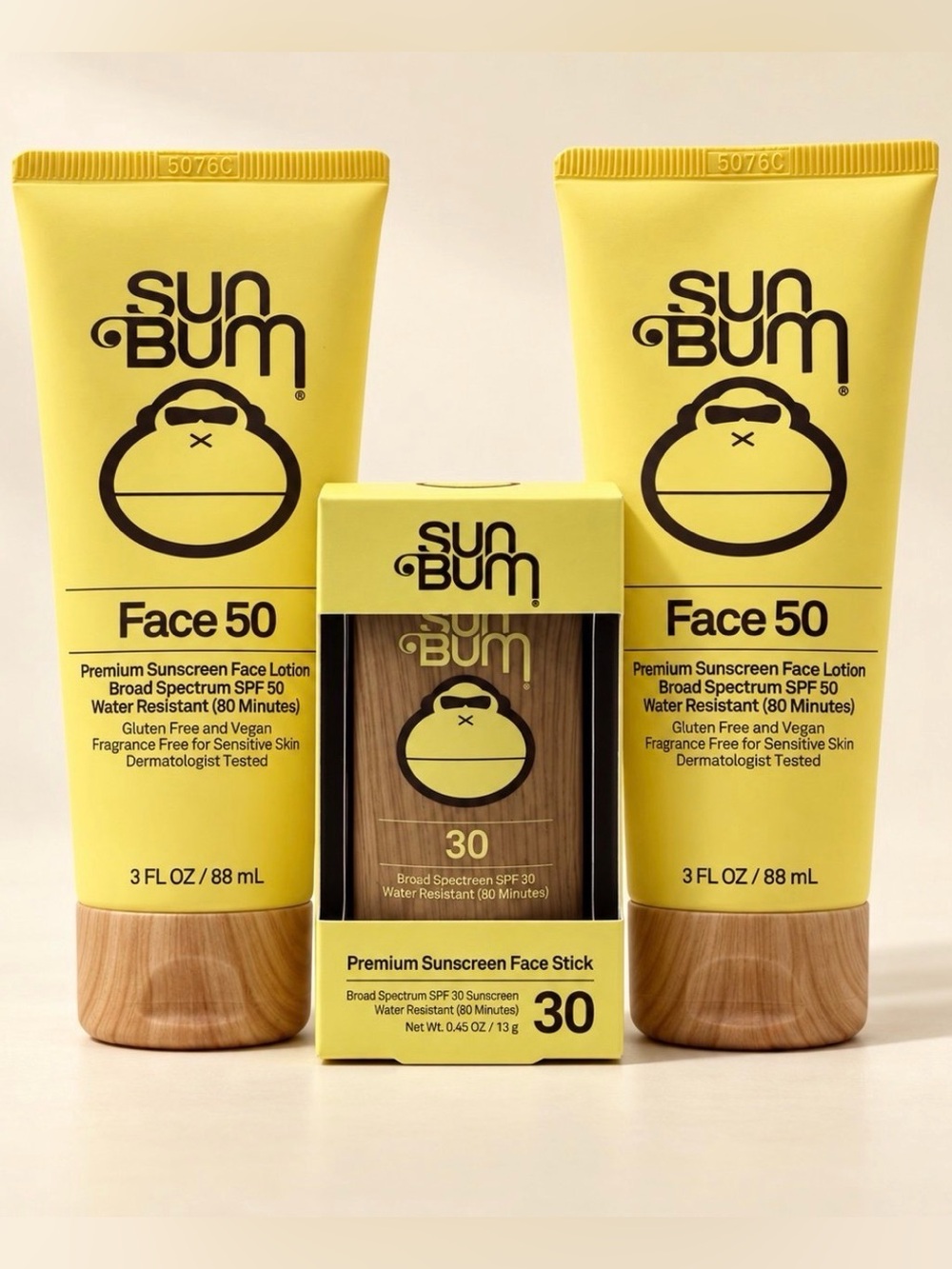 NEW • Sun Bum • 3-Piece Face Sunscreen Set • SPF 50 Lotion + SPF 30 Stick